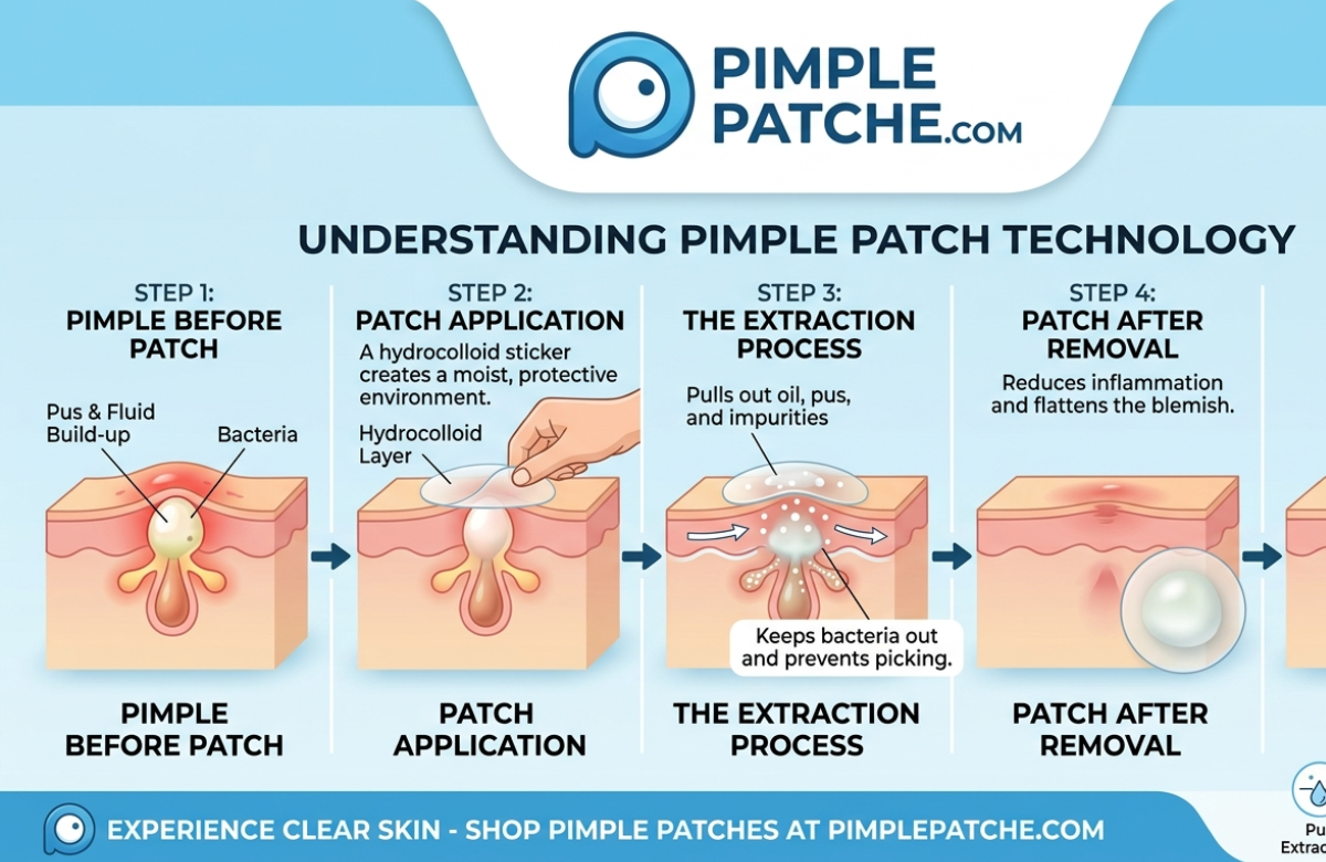 Comparison of hydrocolloid and microneedle acne patch types showing different textures